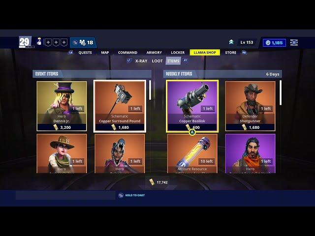 BUYING THE GUNS IN Fortnite Save The World Item Shop August 12 2020